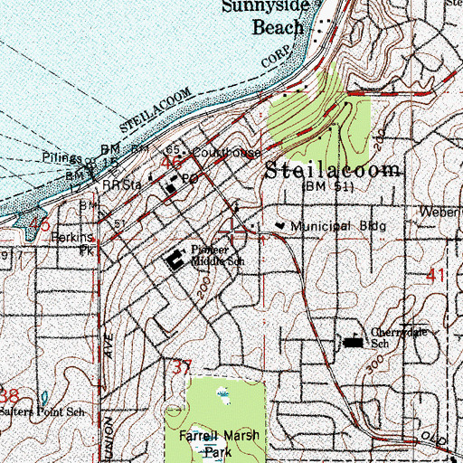 Topographic Map of Steilacoom Department of Public Safety, WA
