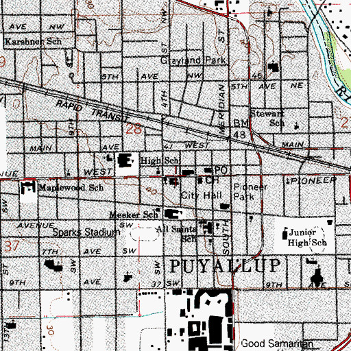 Topographic Map of Pierce County Fire District 6 Central Pierce Fire and Rescue Station 73 Puyallup Station 3, WA