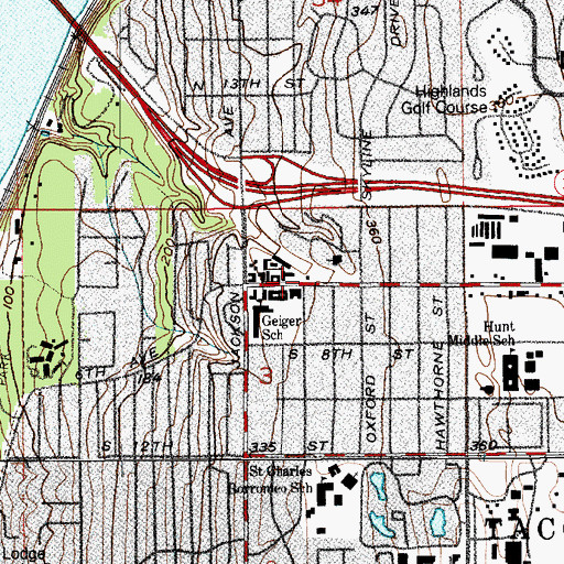Topographic Map of Tacoma Fire Department Station 16, WA