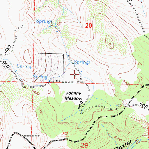 Topographic Map of Johnny Meadow, CA