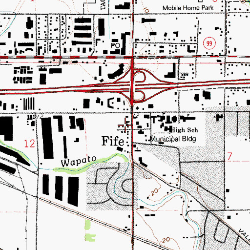 Topographic Map of Tacoma Fire Department Station 12, WA
