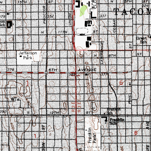 Topographic Map of Tacoma Fire Department Station 9, WA