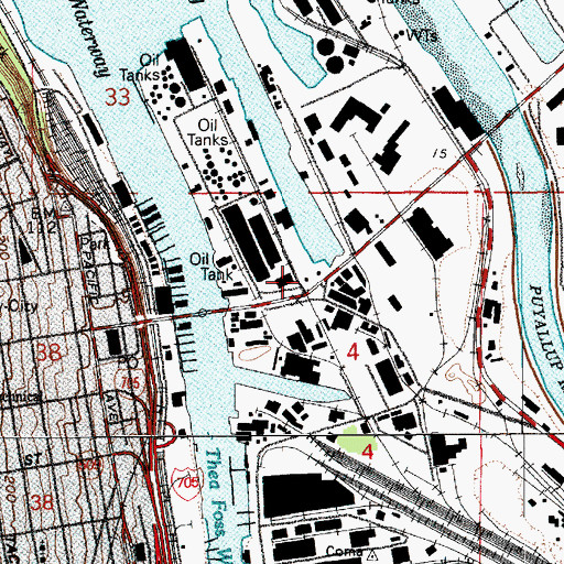 Topographic Map of Tacoma Fire Department Station 6, WA