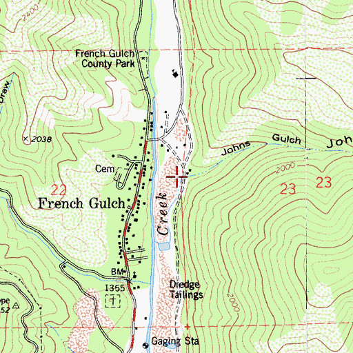 Topographic Map of Johns Gulch, CA