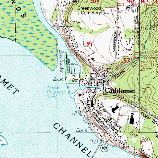 Topographic Map of Cathlamet Fire Department Station 2, WA