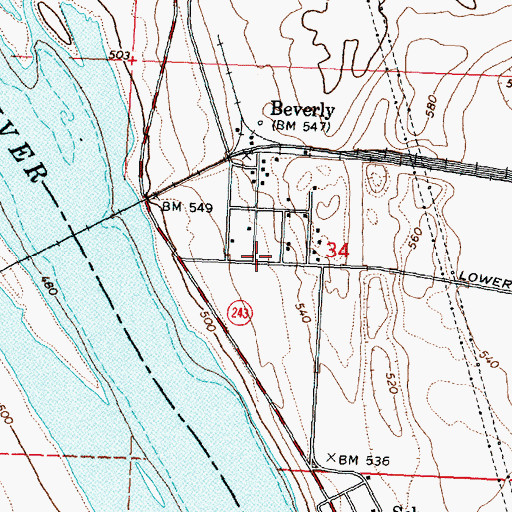 Topographic Map of Grant County Fire District 10 Station 3 Beverly, WA