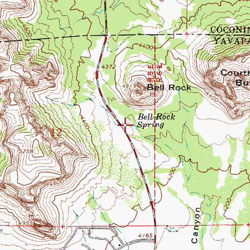 Topographic Map of Bell Rock Spring, AZ