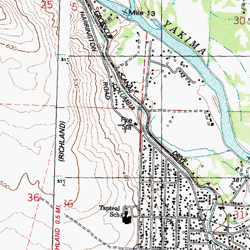 Topographic Map of Benton County Fire Protection District 4 Station 410, WA