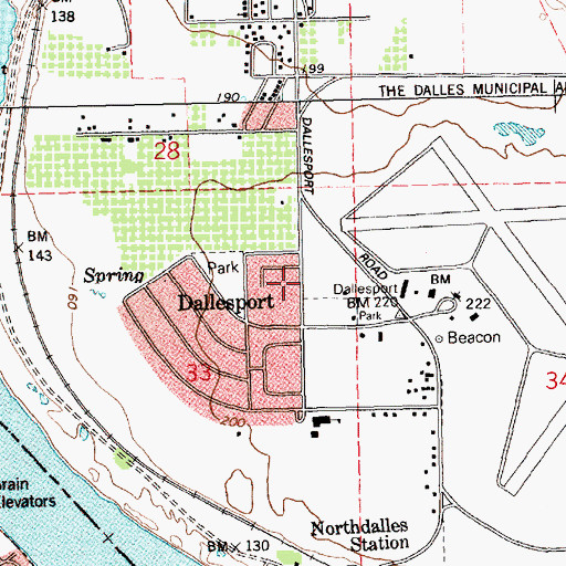 Topographic Map of Klickitat County Fire District 6 Dallesport / Murdock Fire Department, WA