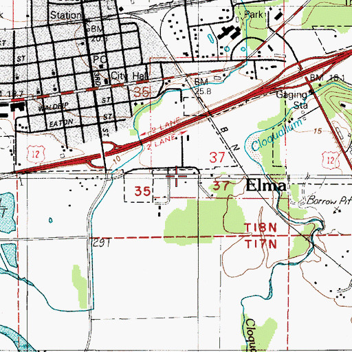 Topographic Map of Grays Harbor County Fire Protection District 5 Station 54 Headquarters, WA