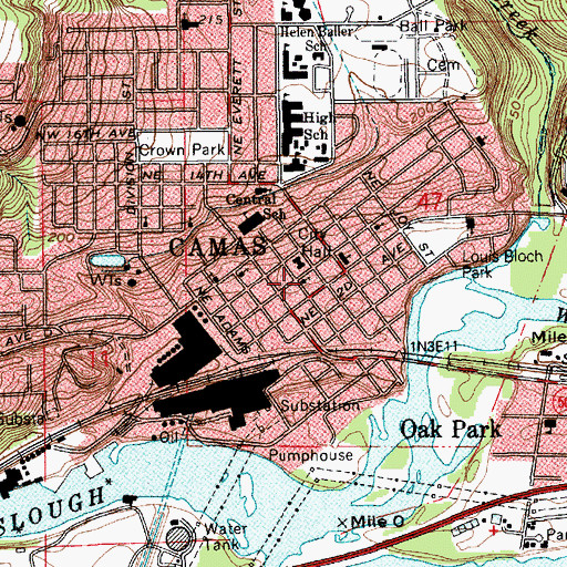 Topographic Map of Camas Fire Department Station 41, WA