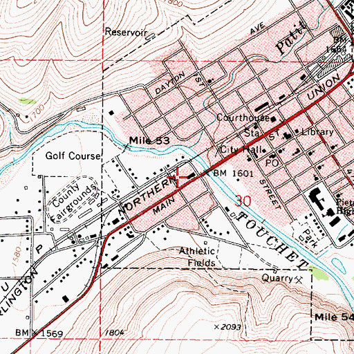 Topographic Map of Columbia County Fire District 3, WA