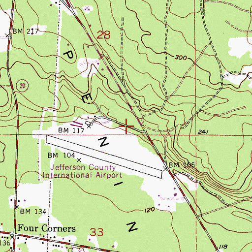 Topographic Map of Jefferson County Fire Protection District 1 East Jefferson Fire - Rescue Station 1 - 3 Airport, WA