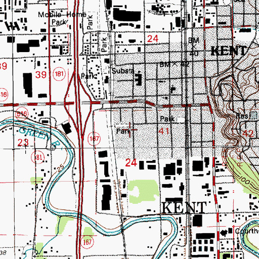 Topographic Map of Kent Fire Department Central Battalion Station 71, WA