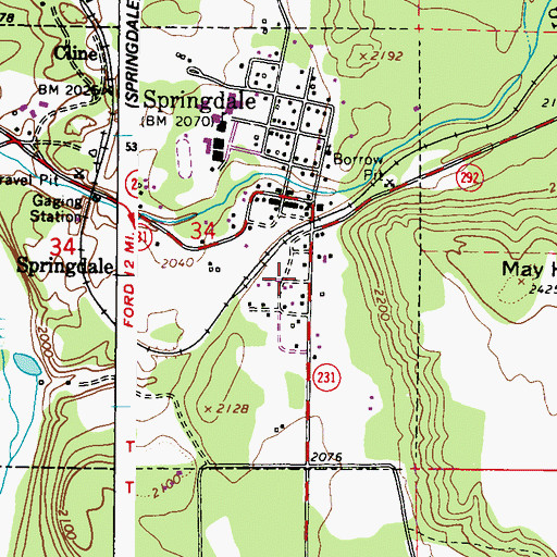 Topographic Map of Stevens County Fire District 1 Station 7 Springdale, WA
