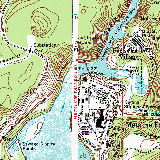 Topographic Map of Pend Oreille County Fire District 2, WA