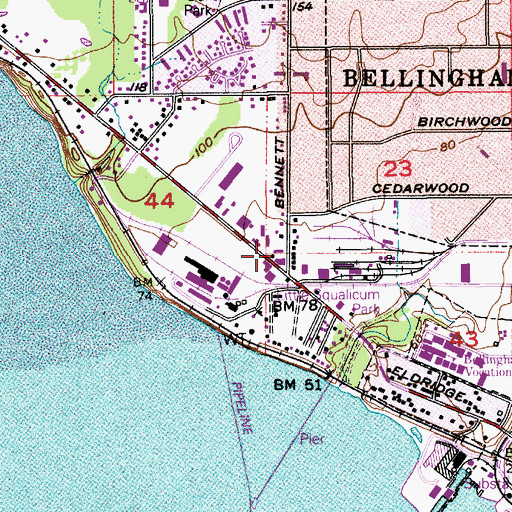 Topographic Map of Whatcom County Fire District 8 Station 31, WA