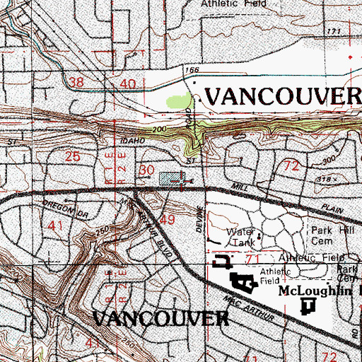 Topographic Map of Vancouver Fire Department Heights Station 3, WA