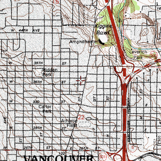 Topographic Map of Vancouver Fire Department Westside Station 2, WA