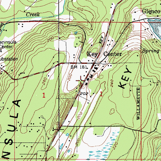 Topographic Map of Pierce County Fire Protection District 16 Key Peninsula Fire Department Station 2, WA