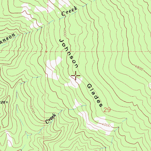 Topographic Map of Johnson Glades, CA