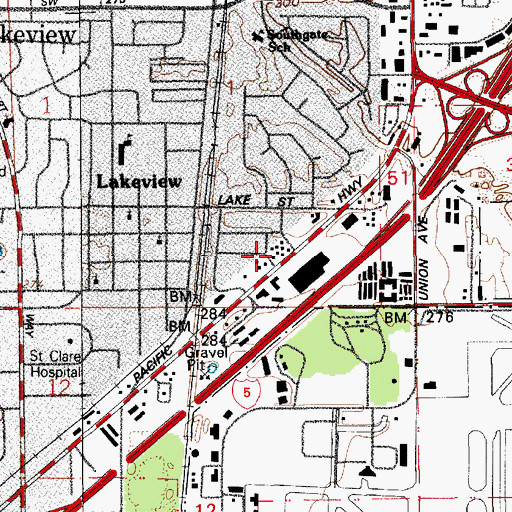 Topographic Map of West Pierce Fire and Rescue Station 20 Headquarters, WA