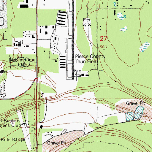 Topographic Map of Pierce County Fire District 6 Central Pierce Fire and Rescue Station 69, WA