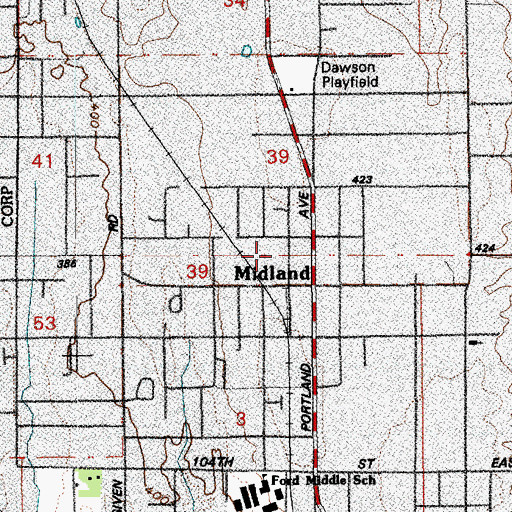Topographic Map of Pierce County Fire District 6 Central Pierce Fire and Rescue Station 63, WA