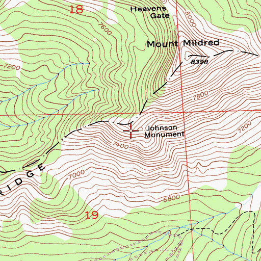 Topographic Map of Johnson Monument, CA