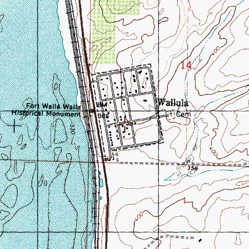 Topographic Map of Walla Walla County Fire District 5 Station 52, WA
