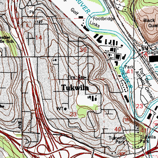Topographic Map of Tukwila Fire Department Station 52, WA