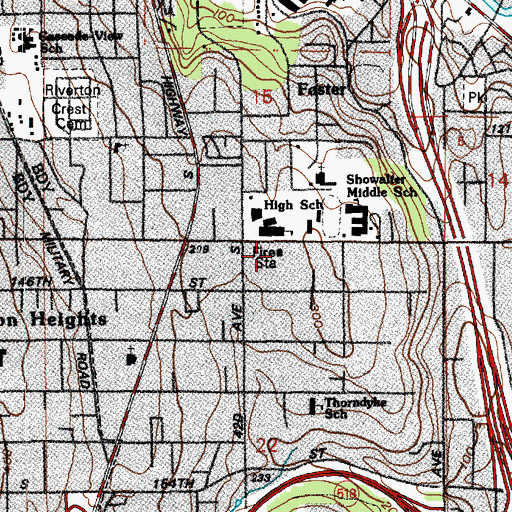 Topographic Map of Tukwila Fire Department Station 54, WA