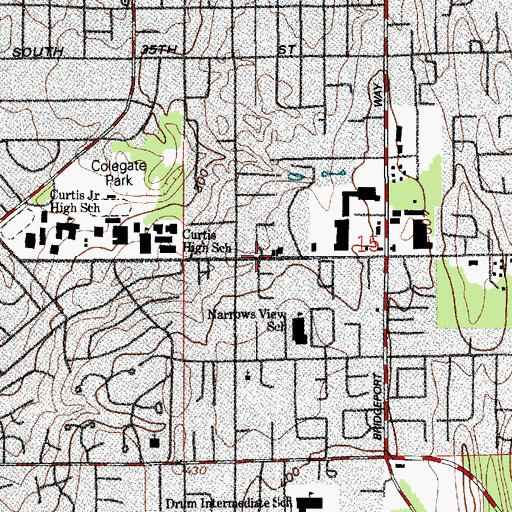 Topographic Map of Pierce County Fire Protection District 3 University Place Fire Department Station 3 - 2, WA