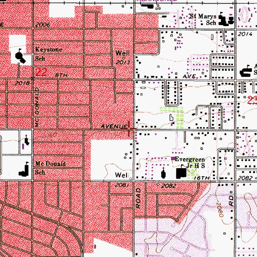 Topographic Map of Spokane Valley Fire Department Station 7 Evergreen, WA
