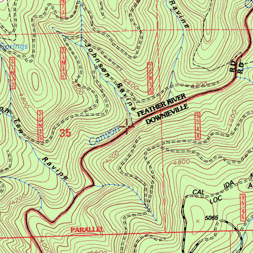 Topographic Map of Johnson Ravine, CA
