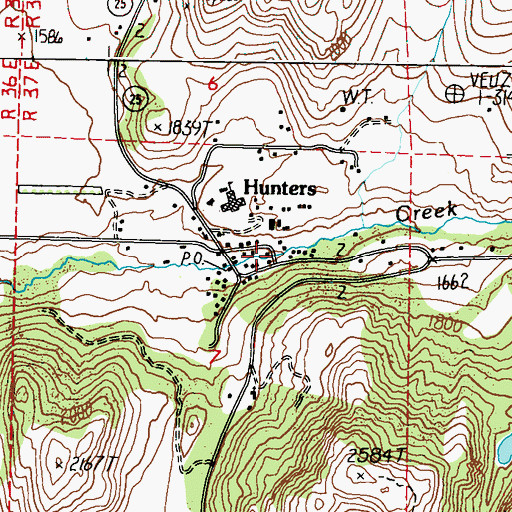 Topographic Map of Stevens County Fire District 2 Station 210, WA