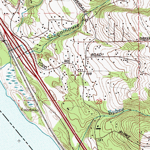 Topographic Map of Cowlitz County Fire District 5 Station 52, WA