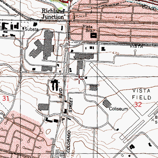 Topographic Map of Kennewick Fire Department Station 3, WA