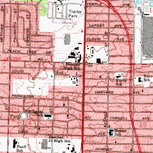 Topographic Map of Mount Morris Township Fire Station 3 Beecher, MI