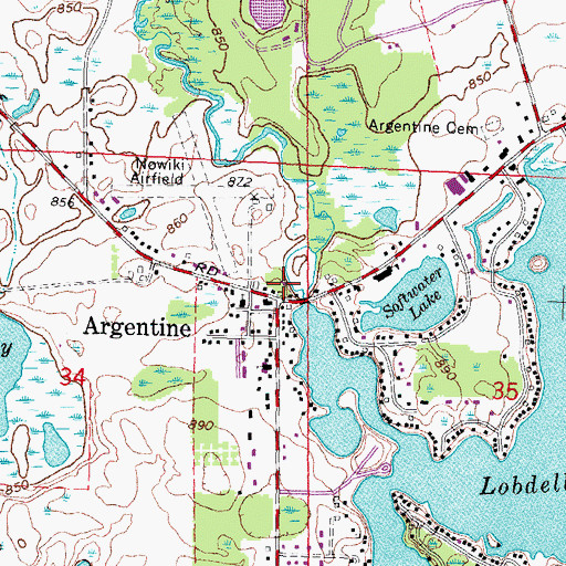 Topographic Map of Argentine Township Fire and Rescue, MI