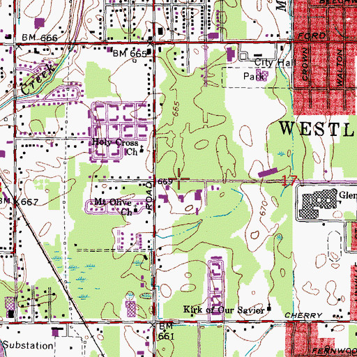 Topographic Map of Westland Fire Prevention Division, MI
