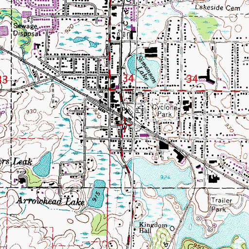Topographic Map of Village of Holly Fire Department, MI