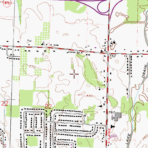 Topographic Map of Mount Morris Township Fire Station 1 Central, MI