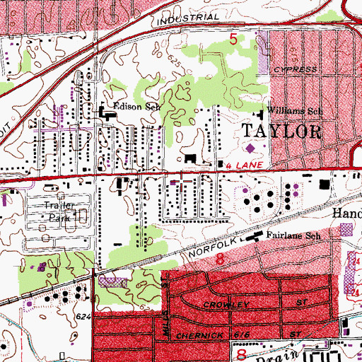 Topographic Map of Taylor Fire Department Station 2, MI