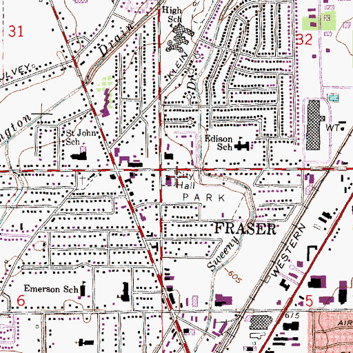 Topographic Map of Fraser Department of Public Safety Fire Station, MI
