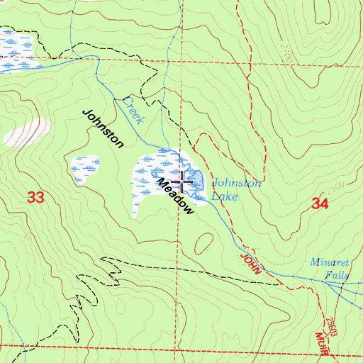 Topographic Map of Johnston Lake, CA