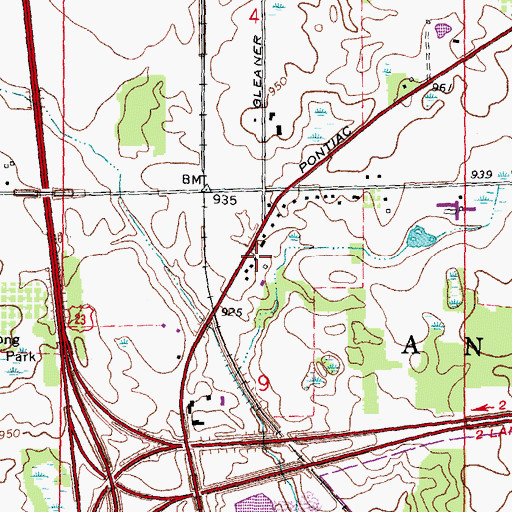 Topographic Map of Ann Arbor Township Fire Department Station 1, MI