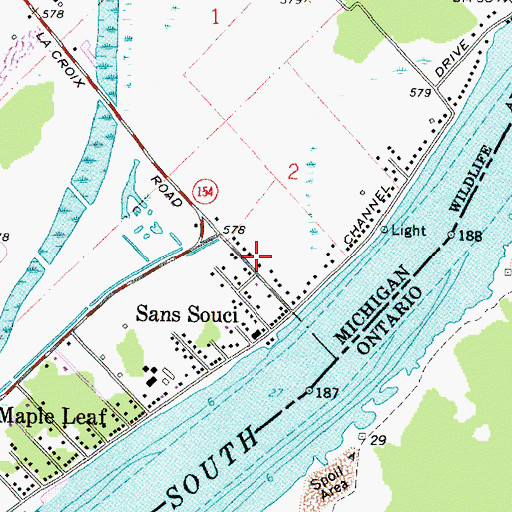 Topographic Map of Harsens Island Fire Department, MI
