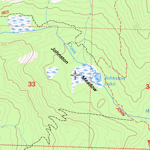 Topographic Map of Johnston Meadow, CA