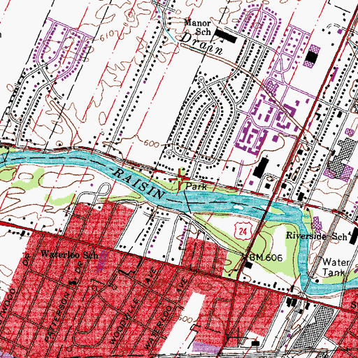 Topographic Map of Monroe City Fire Department 3, MI